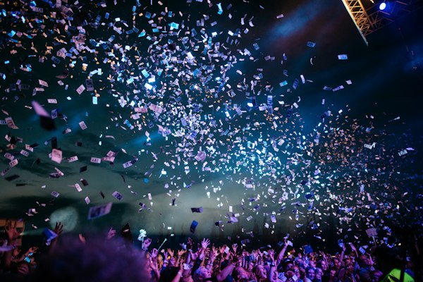 Festival-goers enjoying an open-air concert